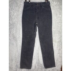 Vintage Rustler Men Corduroy Pants 33X34 Charcoal Gray Made in USA Straight Leg
